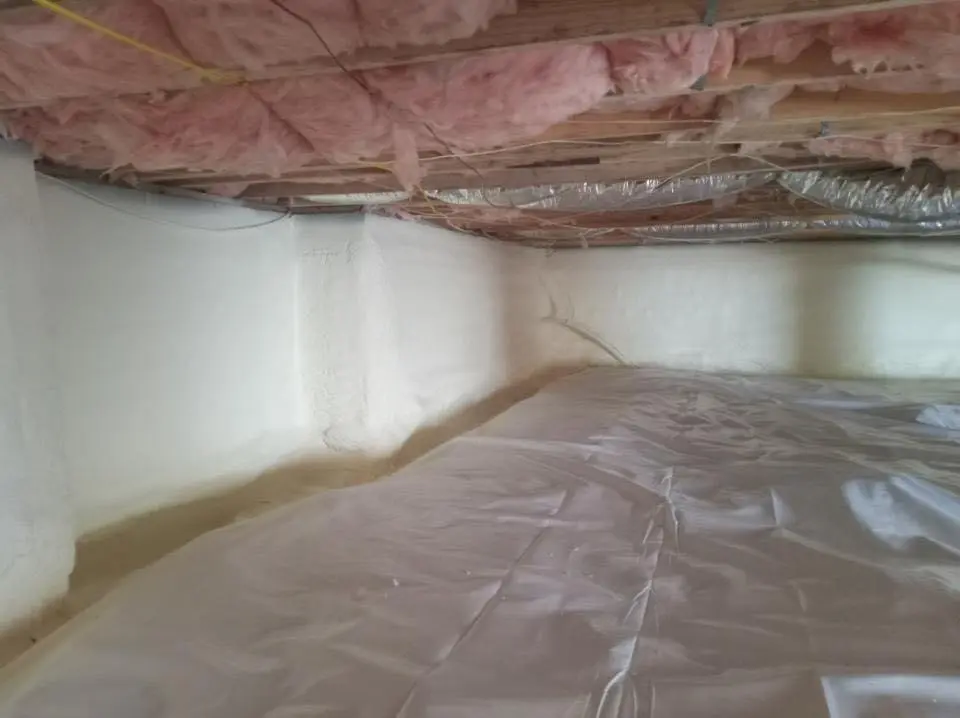 Crawl space encapsulation with closed-cell spray foam for Commercial Roof Restoration in Prineville